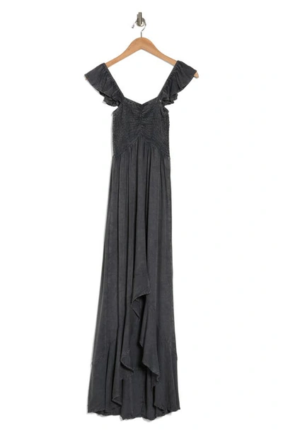 Boho Me Maxi Ruffle Dress In Charcoal