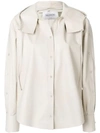 Valentino Napa Leather Button-down Hooded Anorak Jacket In Off White