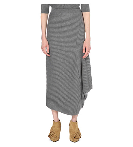 Jw Anderson Infinity Knitted Wool Skirt In Grey | ModeSens