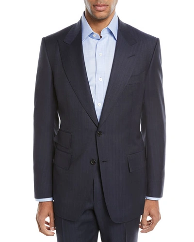 Tom Ford Windsor Melange Striped Two-piece Wool Suit In Navy