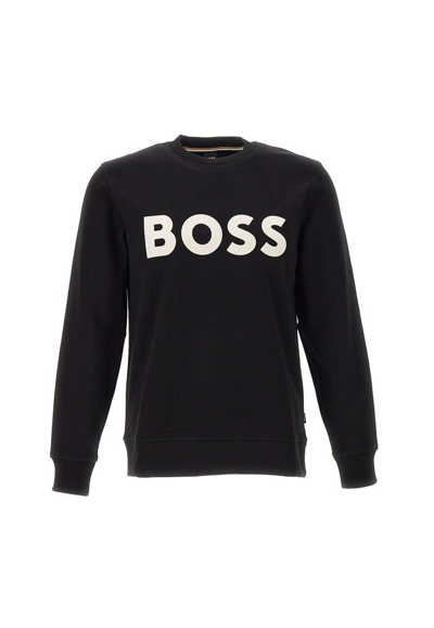 Hugo Boss Logo Print Crewneck Sweater In Black