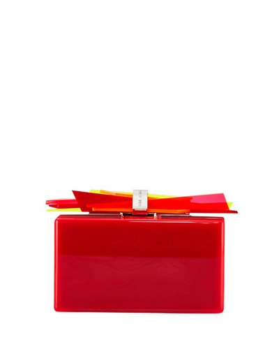 Edie Parker Wolf Ribbon Clutch Bag In Red