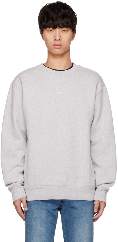 A.p.c. Steve Logo Printed Crewneck Sweatshirt In Heater Grey