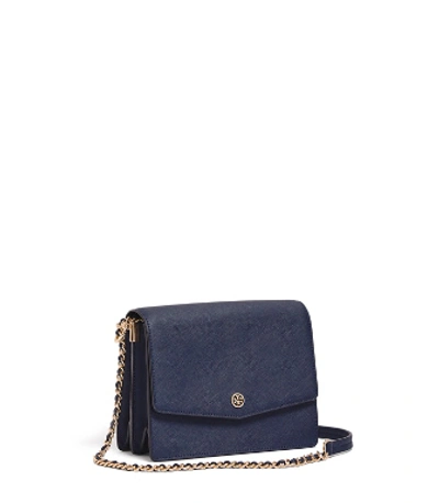 Tory Burch Robinson Mini Saffiano Shoulder Bag In Black