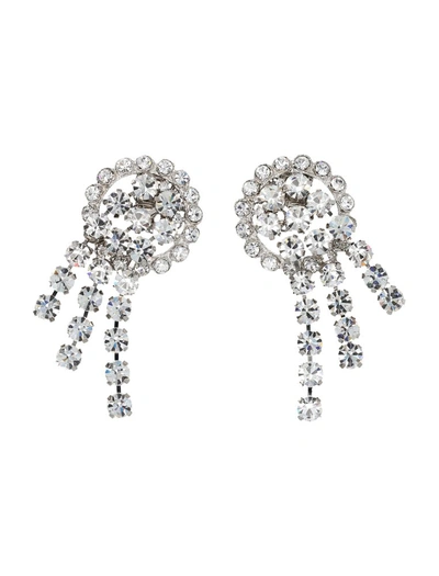 Alessandra Rich Embellished Clip Fastened Earrings In Silver