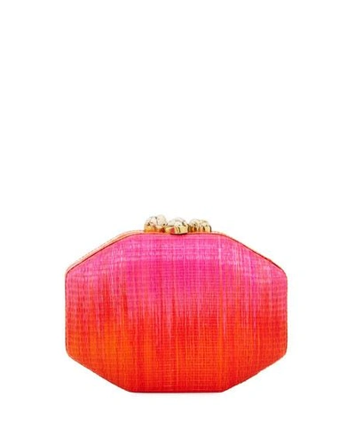 Rafe Sofia Straw Ombre Polygon Clutch Bag In Pink
