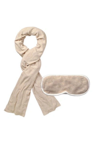 E Marie Travel Blanket And Eye Mask In Heather Rice