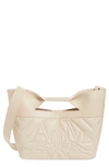 Alexander Mcqueen The Small Bow Logo Quilted Padded Leather Tote In Calico