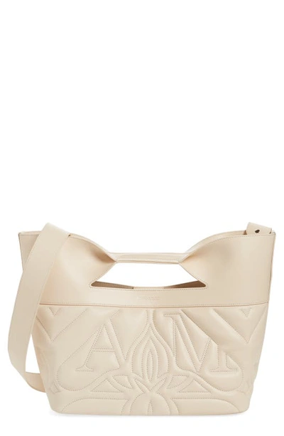 Alexander Mcqueen The Small Bow Logo Quilted Padded Leather Tote In Calico