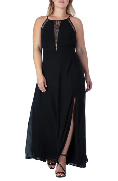 S And P Lace Detail Maxi Dress In Black