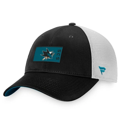 Fanatics Branded Black/white San Jose Sharks Authentic Pro Rink Trucker Snapback Hat In Black,white