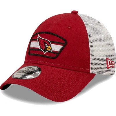 New Era Men's  Cardinal, White Arizona Cardinals Logo Patch Trucker 9forty Snapback Hat In Cardinal,white