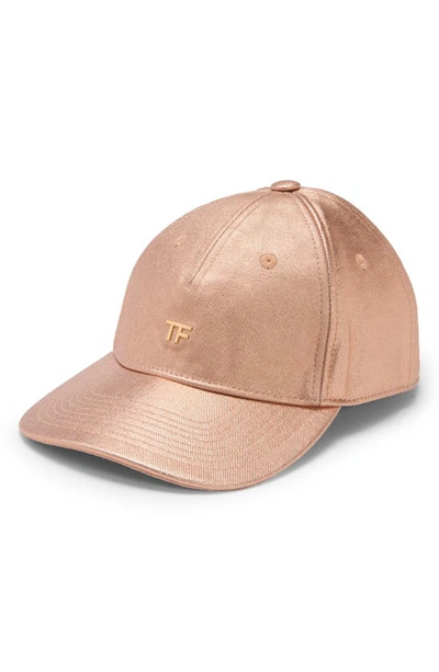 Tom Ford Tf Logo Coated Denim Baseball Cap In Iced Nude