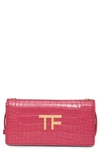 Tom Ford Mini Croc Embossed Leather Crossbody Bag In Rose Red
