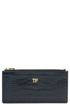 Tom Ford Croc Embossed Patent Leather Wallet In Black