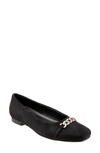 Trotters Harmony Flat In Black Suede