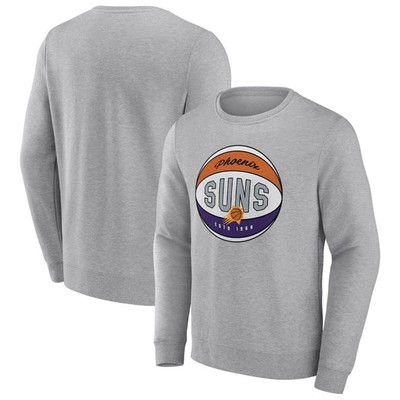 Fanatics Branded Heathered Gray Phoenix Suns True Classics Vint Pullover Sweatshirt