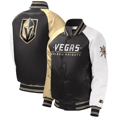 Starter Kids' Youth  Black Vegas Golden Knights Raglan Full-snap Varsity Jacket