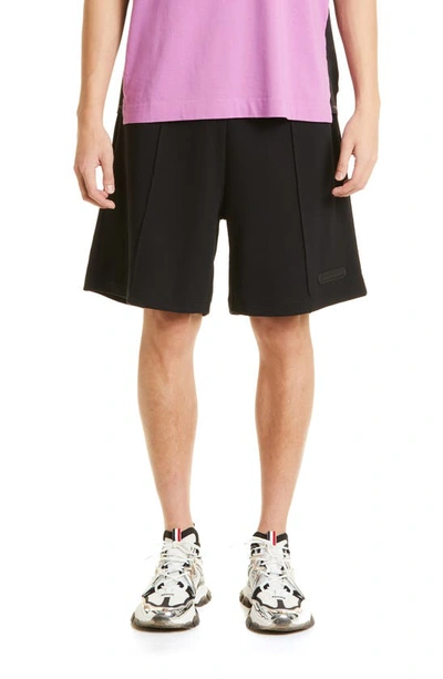 Moncler Cotton Jersey Logo Sweat Shorts In Black