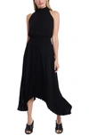 1.state Pleated Halter Neck Handkerchief Hem Dress In Rich Black