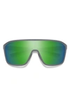 Smith Boomtown 135mm Chromapop™ Polarized Shield Sunglasses In Matte Cement / Green Mirror