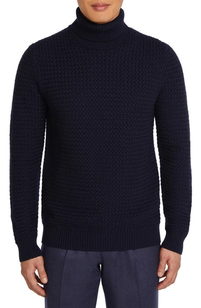 Jack Victor Wool Turtleneck Sweater In Navy