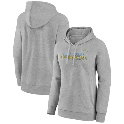 Fanatics Branded Heathered Gray Los Angeles Chargers Checklist Crossover V-neck Pullover Hoodie In Heather Gray