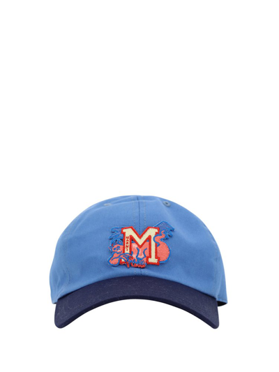 Marni Blue Cinch Strap Cap In Turquoise