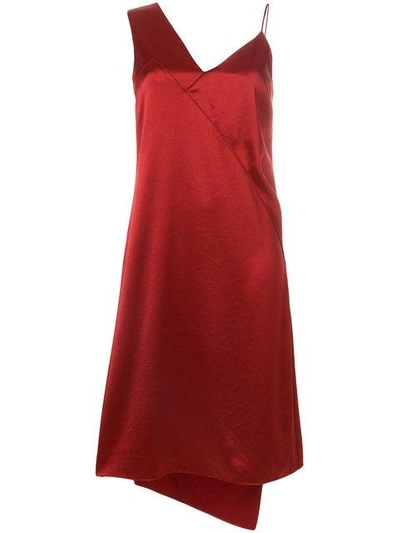 Cedric Charlier Cédric Charlier Asymmetric Slip Dress - Red In Rosso