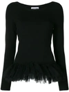 Moschino Tulle Hem Sweater In Black