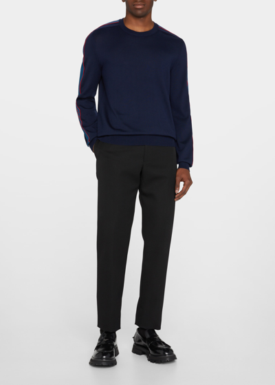 Alexander Mcqueen Long Sleeve Crew-neck Sweater In Blue