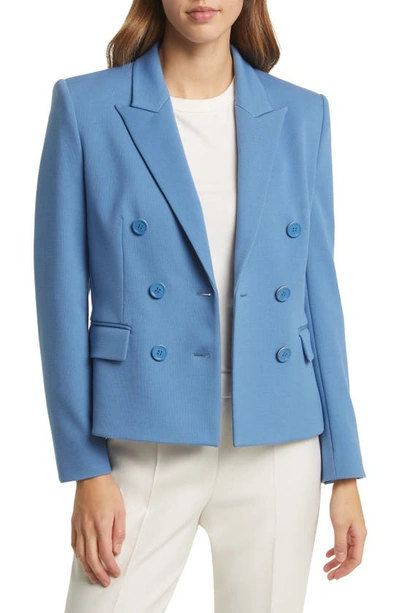 Hugo Boss Double Breasted Blazer In Mountain Blue