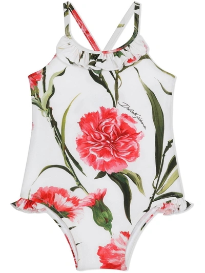 Dolce & Gabbana Floral-print Swimsuit In Garofani