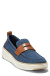 Cole Haan Men's Grandprø Topspin Stitchlite Penny Loafer Men's Shoes In Ensign Blue Stitchlite-british Tan