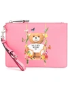 Moschino Toy Bear Clutch In Rosa Multicolor