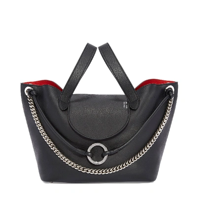 Meli Melo Linked Thela Medium Black Leather Bag For Women In Red