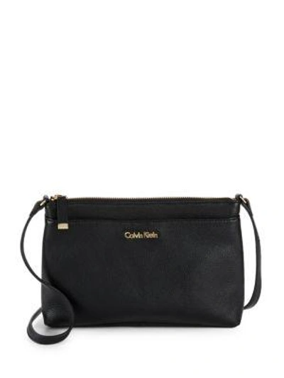 Calvin Klein Leather Crossbody Bag In Black