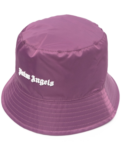 Palm Angels Classic Logo Bucket Hat In Purple