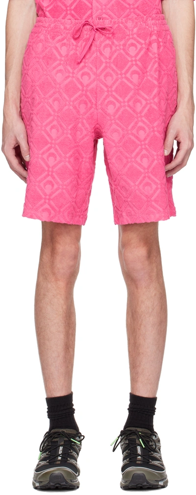 Marine Serre Jacquard Cotton Towel Shorts In Pink
