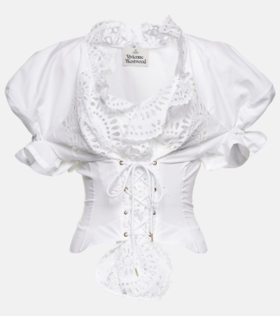 Vivienne Westwood Kate Cotton Eyelet Lace Corset Top In White