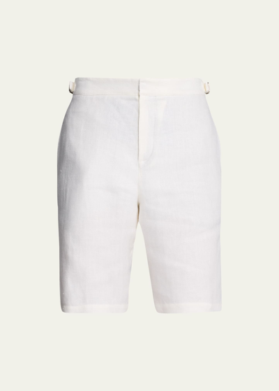 Loro Piana Cotton & Linen Bermuda Cargo Shorts In Optic White