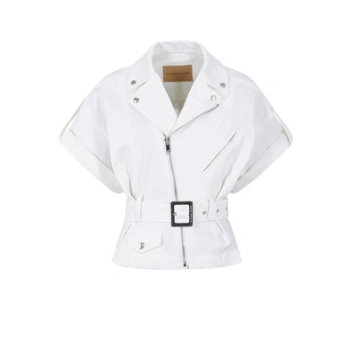 Alexandre Vauthier Veste En Jean Manches Courtes In White