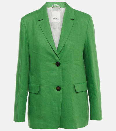 's Max Mara Sofia Washed Linen Blazer In Green