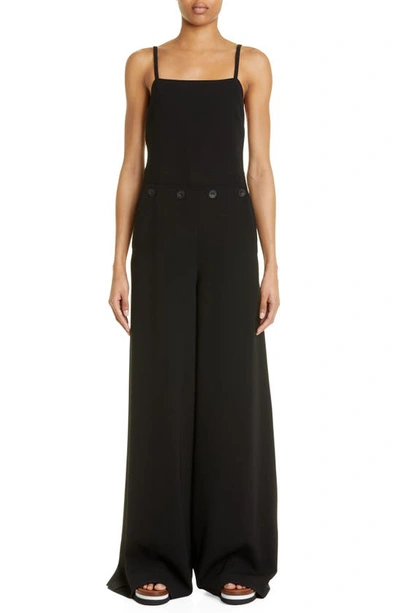 Max Mara Tabarin Button-embellished Open-back Cady Jumpsuit In Nero