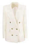 Max Mara Verace Double Breast Linen Blazer In White