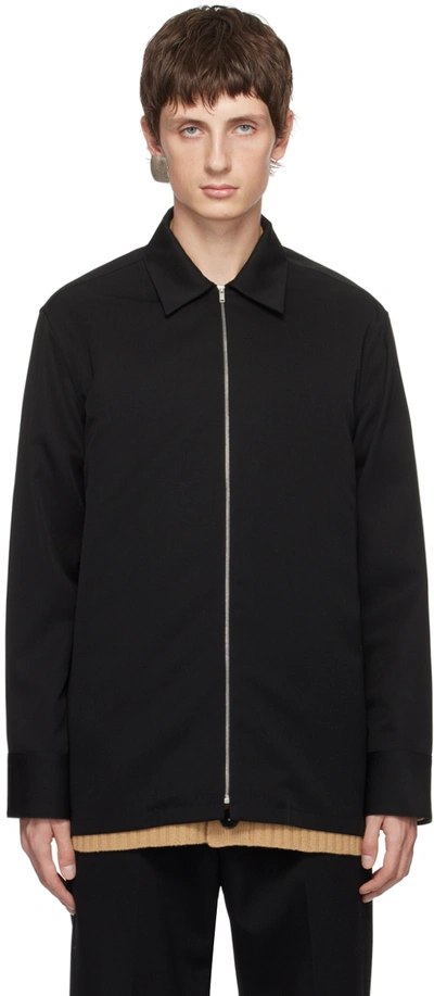 Jil Sander Recycled Polyester Gabardine Overshirt In Black