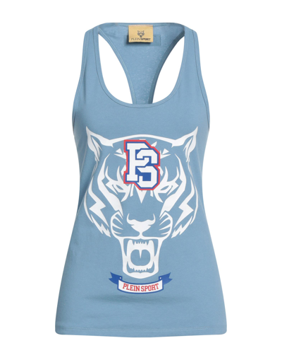 Plein Sport Tank Tops In Blue