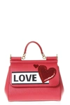 Dolce & Gabbana Sicily Ibiscus Leather Bag With Love Patch