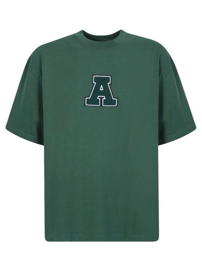 Axel Arigato College A Flocked-logo T-shirt In Green