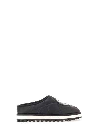 Dolce & Gabbana Quilted Nylon Slipper In Black